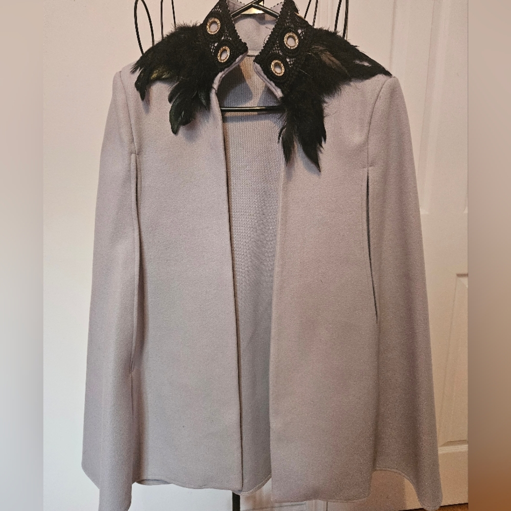 NWOT Elegant Light Grey Cape